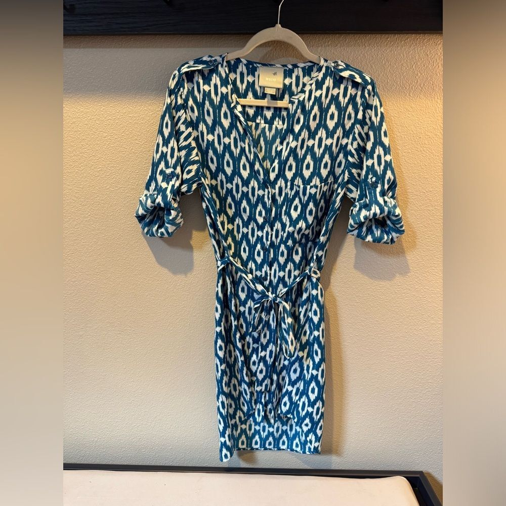 Maeve By Anthropologie Women's Multi Color 3/4 Sleeve Button Down Dress Small